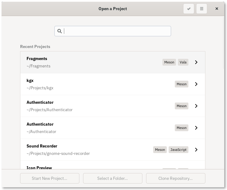 GNOME Builder - Main Window