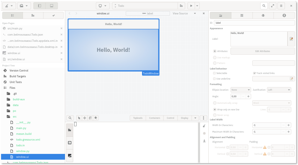 GNOME Builder - UI files designer