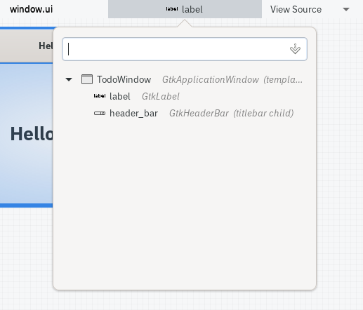 GNOME Builder - UI Widgets in the default GNOME application template